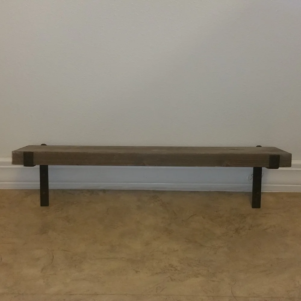 NWT Industrial Farmhouse Simple Rustic Wood & Metal Wall Shelf